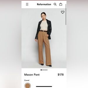 Reformation Mason Pant Size 8 Color: Camel